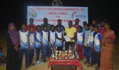   தமிழ்நாடு இலக்குப்பந்து கழகமும், சவீதா உடற்கல்வியியல் கல்லூரியும் இணைந்து நடத்திய மாநில அளவிலான முதலாம் ஆண்டு சப் ஜூனியர் ஆடவர் மற்றும் மகளிருக்கான இலக்குப்பந்து போட்டி மற்றும் நடுவர் தேர்வு சவீதா நிகர்நிலைப் பல்கலைக்கழகத்தில் 26 & 27-2-2022 தேதியில் நடைபெற்றது.