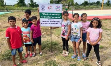 Children from Coimbatore Metropolitan Ladies Circle 23 Conduct Tree Plantation Drive