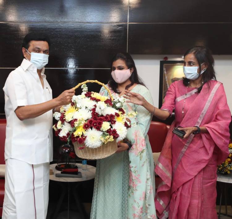 Ms Suneeta Reddy MD Apollo hospitals Group and  and Ms. Sindoori Reddy CEO Apollo Hospitals Group Congratulated Dravida Munnetra Kazhagam