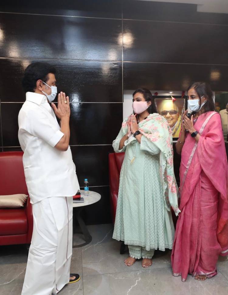 Ms Suneeta Reddy MD Apollo hospitals Group and  and Ms. Sindoori Reddy CEO Apollo Hospitals Group Congratulated Dravida Munnetra Kazhagam