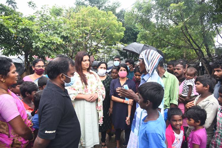 Social Activist Apsara Reddy distributes relief materials for the Tribal Resettlement Colony at Tambaram, Chennai