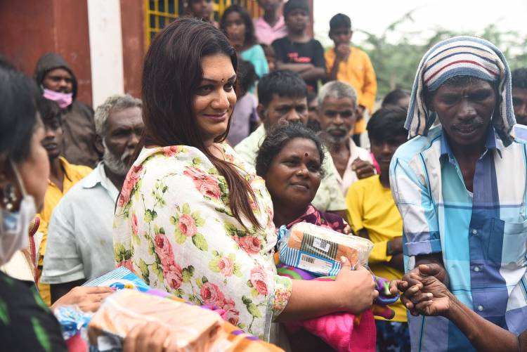  Social Activist Apsara Reddy distributes relief materials for the Tribal Resettlement Colony at Tambaram, Chennai