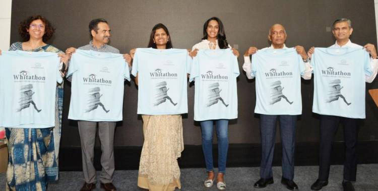 P V Sindhu unveils the T-shirt for L V Prasad Eye Institute’s Whitathon Run