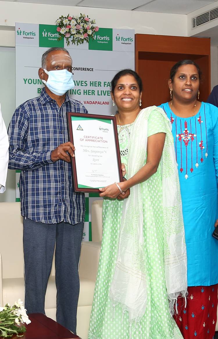 33-YEAR-OLD DAUGHTER DONATES LIVER TO SAVE CRITICALLY ILL FATHER AT FORTIS VADAPALANI 