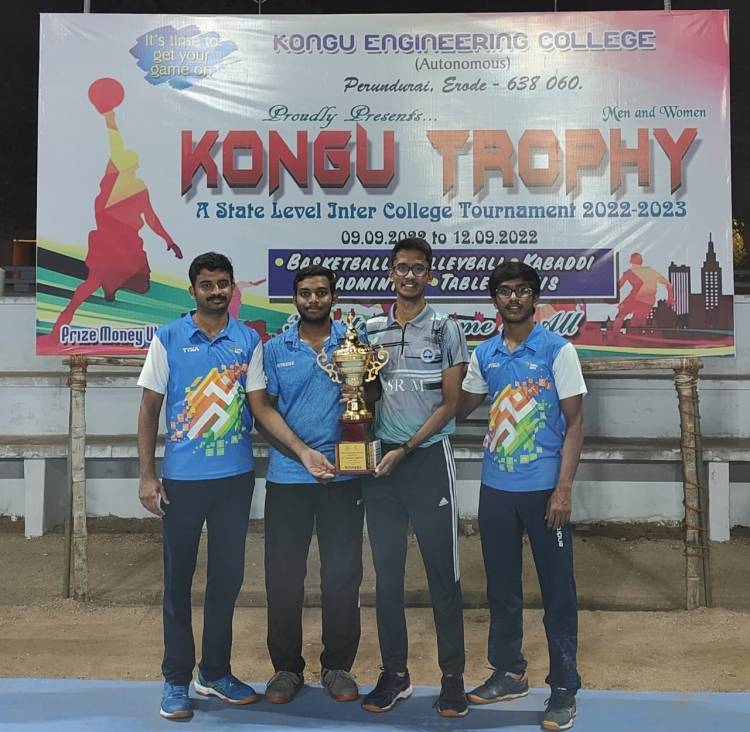 21st KONGU TROPHY ‘2022  Table Tennis Men Results  Organized By Kongu Engg College, Erode. Date: 7th to 12th September 2022