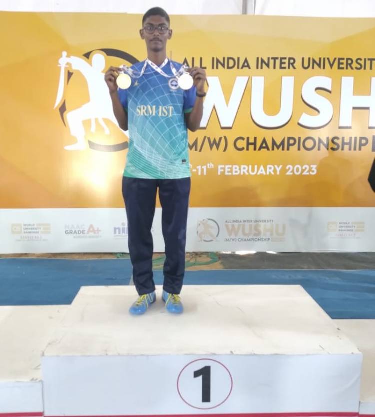 V.Dharunraj - Winning 2 Gold Medals - All India Inter University Wushu Men Championship -2022-2023