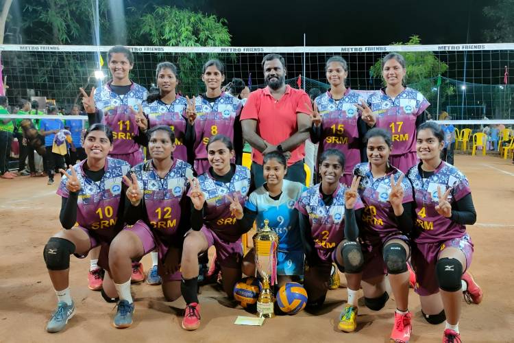 SRM IST Volleyball Women Team Won Gold in the Metro Friends State Level Volleyball Tournament