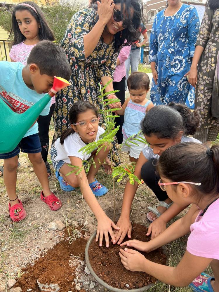 Children from Coimbatore Metropolitan Ladies Circle 23 Conduct Tree Plantation Drive