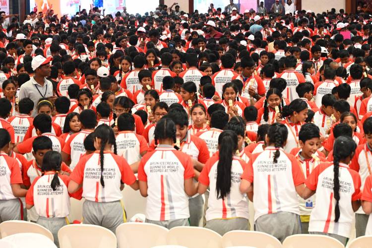 Arun Ice creams Sets Guinness World Record with over 4,000 Children in Chennai