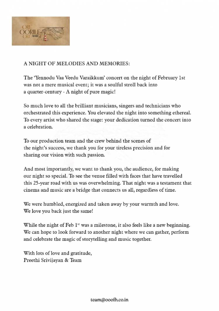 A Night of MELODIES and MEMORIES: February 1st