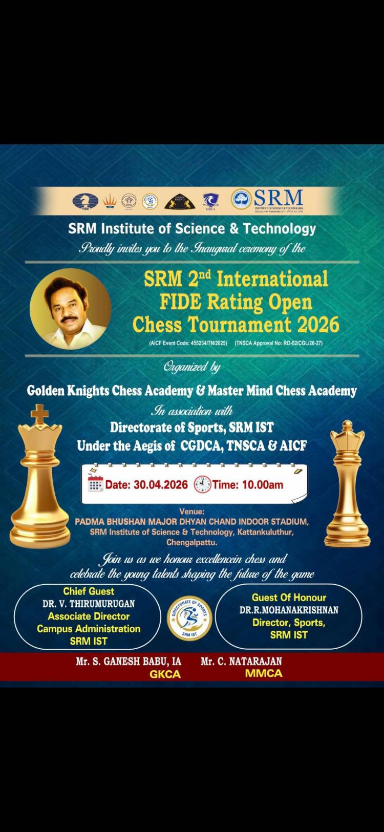 SRM2nd International FIDE Rating Open Chess Tournament 2026-Inaguration