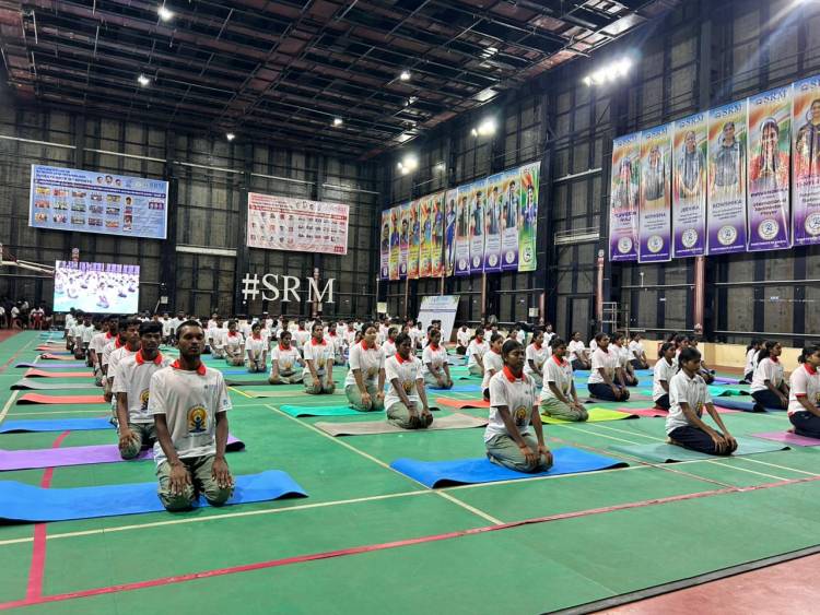 12th International Day of Yoga was celebrated at SRM IST by the Directorate of Sports and Department of Yoga.