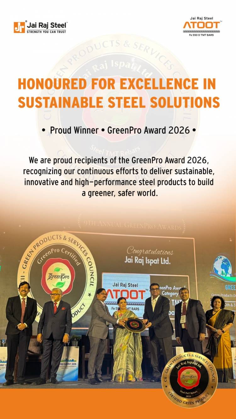 Jai Raj Ispat Limited Awarded Prestigious GreenPro Certification, Reaffirming Leadership in Sustainable Steel Manufacturing